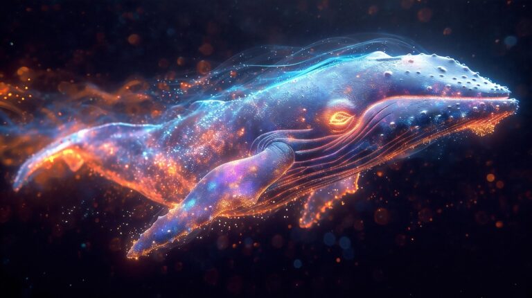 ocean, neon, night, fantasy, background, whale, white whale, killer whale, nature, create ai